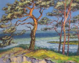 Kluge, Karl-Heinrich (1915 in Gelsenkirchen-2005 Zingst/ Darß) &quot;Ostseeblick&quot;, Öl/ Karton, sign. u.r. und dat. ´57, 40,5x50,5 cm, Rahmen (Kluge begann mit 20 Jahren autodidaktische Ausbildung zum Maler, 1935-36 …