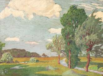 Impressionist um 1920 &quot;Stürmische Landschaft&quot;, Öl/ Platte. unsign., 30x40 cm, Rahmen