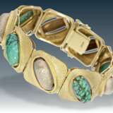 Armband: ehemals sehr teures und hochwertiges Designerarmband mit Türkisen, Goldschmiedearbeit 70er/80er Jahre - photo 1