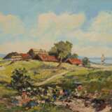 Runge, Jürgen (1929 Stettin, Polen-1992 Cismar, Grömitz) "Bauerngehöft an der Ostsee", Öl/ Hartfaser, sign. u.l., 44,5x58,5 cm, Rahmen - photo 1