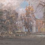 Bernstein, Stanislav (1937-2003) "Villa in St. Petersburg", Pastellkreide, sign. u.l., 28x38,5 cm, im Passepartout hinter Glas und Rahmen - Foto 1