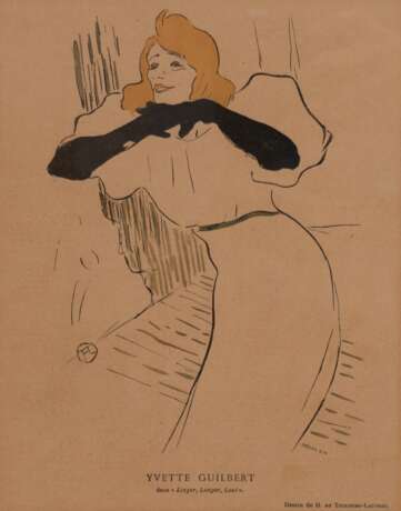 Toulouse-Lautrec, Henri de (1864 Albi-1901 Malrome) "Yvette Guilbert", Org. Litho/ Velin, 1894, 27x21 cm, im Passepartout hinter Glas und Rahmen - Foto 1