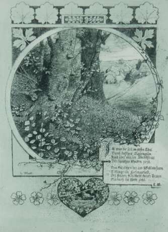 Wiest, Lorenz (1899 Weimar) "Idylle", Radierung, in der Platte sign., dat. 1896, 23,5x16 cm, ungerahmt (deutscher Maler u. Zeichner, Mitglied d. Weimarer Radiervereins) - Foto 1