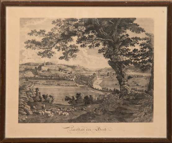 "Schloß Heidecksburg-Rudolfstadt", Stich, Blatt gebräunt, 34,5x44 cm, hinter Glas und Rahmen - photo 1