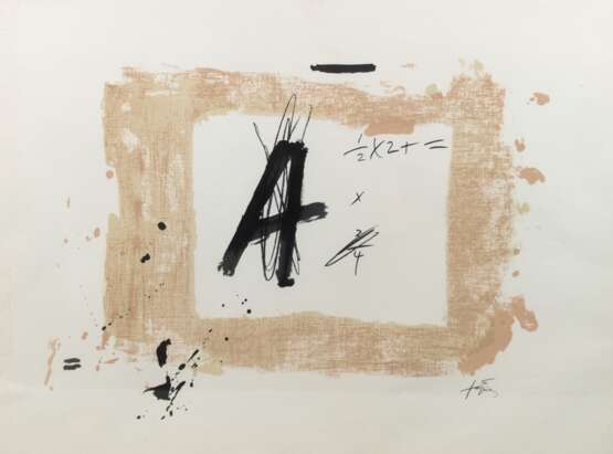 Tapies, Antoni (1923 Barcelona-2012 ebenda) "Buchstabe A", Farblitho., im Stein sign., 55,5x75,5 cm, hinter Glas und Rahmen - Foto 1