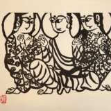 Munakata, Shiko (1903-1975) "Zaun der Geburt Christi", Holzschnitt/ Japanpapier, mit Blockstempel, 31x34 cm, ungerahmt - Foto 1