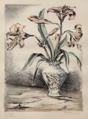 Hentschke, Hans (1889 Guben-1969 Bremerhaven) &quot;Amaryllis in Vase&quot;, Orig.-Litho., handsign. u.r. und bez., 33,5x24,5 cm, im Passepartout hinter Glas und Rahmen