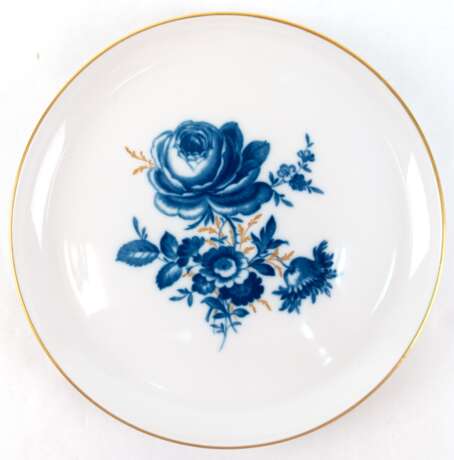 Meissen-Teller, blauer Blumendekor mit Goldgräsern und Goldrand, 1. Wahl, Dm. 18 cm - photo 1