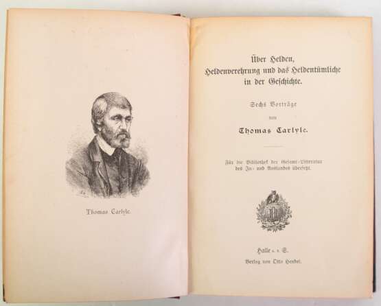 Buch mit Original-Litho von Heinrich Vogeler (Exlibris von Otto E. H. Blendermann), 11,2x7,7 cm, Buch "Helden und Heldenverehrung" von Thomas Carlyle - photo 3