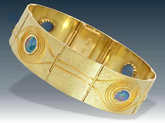 Armband: seltenes und sehr schönes vintage Goldschmiede-Armband mit Opalen, ungewöhnliches Design, Goldschmiede-Punze KRU, ca. 1960 - photo 1