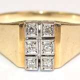 Ring, 585er GG/WG, besetzt mit 6 Brillanten von zus. ca. 0,09 ct., Ges.-Gew. 3,17 g, RG 57 - фото 1