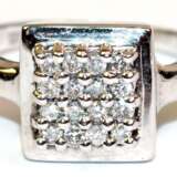 Ring, 585er WG, quadratischer Ringkopf besetzt mit 16 Brillanten von zus. ca. 0,16 ct., Ges.-Gew. 4,37 g, RG 53 - Foto 1