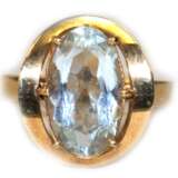 Ring mit Aquamarin, 1,4 x 0,8 cm, 585er Gold, ca. 5,4 g, RG 55, Innendurchmesser 17,5 mm - фото 1