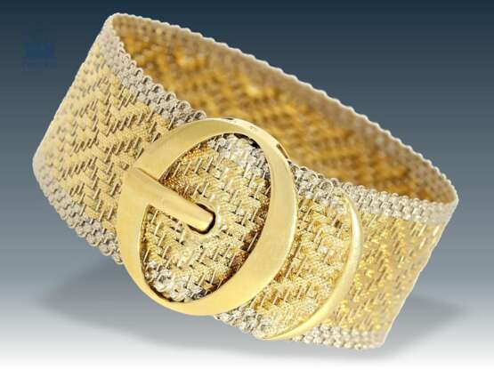 Armband: ungewöhnliches , aufwändig gefertigtes vintage Armband in Form eines Gürtels, 18K Gold - Foto 2