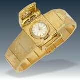 Armbanduhr: äußerst seltene und hochwertige vintage Schmuckuhr der Marke Omega mit Diamantbesatz, ca.1950, 18K Gold - Foto 4