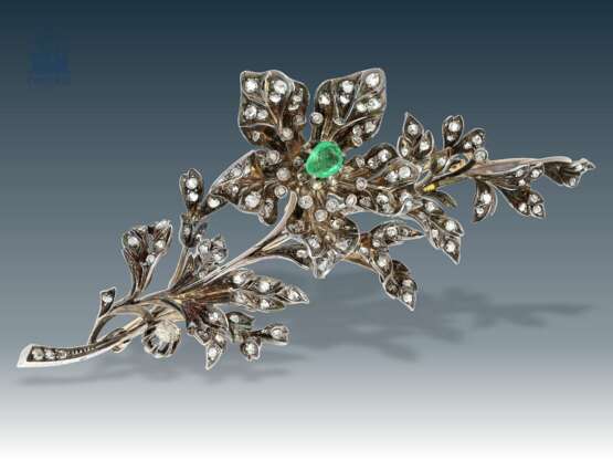 Brosche: museale, antike Diamant/Blütenbrosche von außergewöhnlicher Größe, sog. Zitterbrosche, Frankreich um 1850 - фото 1