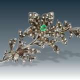 Brosche: museale, antike Diamant/Blütenbrosche von außergewöhnlicher Größe, sog. Zitterbrosche, Frankreich um 1850 - photo 1