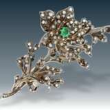Brosche: museale, antike Diamant/Blütenbrosche von außergewöhnlicher Größe, sog. Zitterbrosche, Frankreich um 1850 - Foto 3
