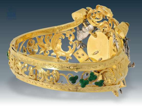 Armreif: Musealer, hochwertiger Antikschmuck, Gold/Emaille, möglicherweise ein Geschenk des spanischen Königshauses, mit Originalbox, 19. Jahrhundert - photo 2