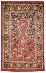 A SILK AND METAL-THREAD KOUM KAPI PRAYER RUG