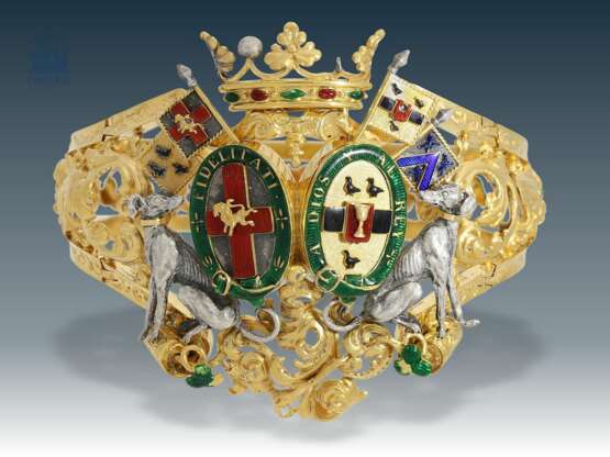 Armreif: Musealer, hochwertiger Antikschmuck, Gold/Emaille, möglicherweise ein Geschenk des spanischen Königshauses, mit Originalbox, 19. Jahrhundert - photo 6