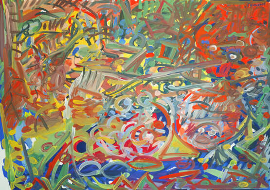 "Перезвон металла" Paper Gouache Abstract Expressionism Landscape painting Russia 2024 - photo 1