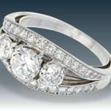 Ring: ausgefallen schöner vintage Goldschmiedering mit hochwertigen Altschliffdiamanten, Platin - photo 2