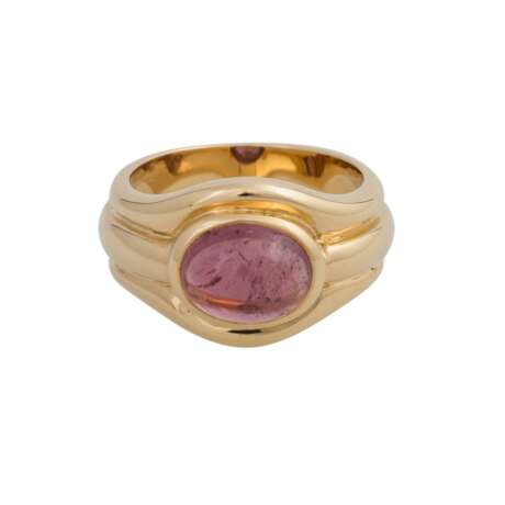 Ring mit einem rosafarbenen Turmalincabochon, oval, ca. 3,5 ct, - Foto 1