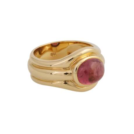 Ring mit einem rosafarbenen Turmalincabochon, oval, ca. 3,5 ct, - photo 2