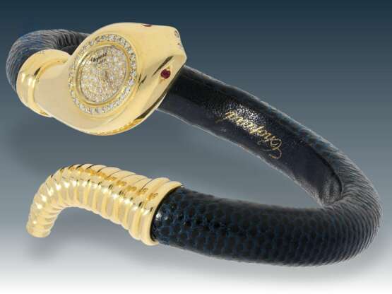 Armbanduhr: extrem seltene vintage Chopard Brillantuhr "Serpent", ca.1980, mit originalem Stellstift und Etui - photo 1