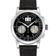 A. LANGE &amp; S&#214;HNE. A PLATINUM FLYBACK CHRONOGRAPH WRISTWATCH WITH OVERSIZED DATE - Auction prices