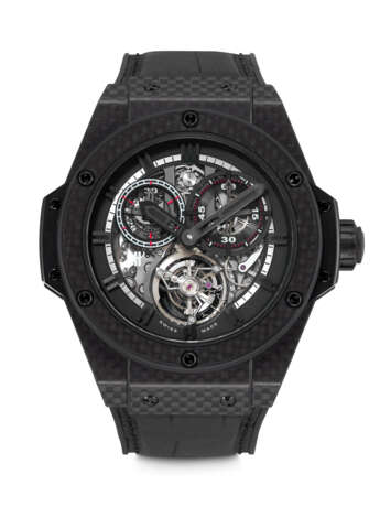 HUBLOT. A VERY RARE AND IMPRESSIVE CARBON LIMITED EDITION SEMI-SKELETONISED "CATHERDRAL" MINUTE REPEATING SINGLE BUTTON CHRONOGRAPH TOURBILLON WRISTWATCH - photo 1