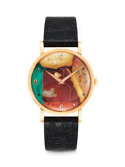 UNIVERSAL. AN 18K PINK GOLD WRISTWATCH WITH ENAMEL DIAL