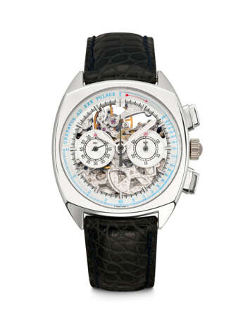 VACHERON CONSTANTIN. A VERY RARE PLATINUM LIMITED EDITION SKELETONISED CHRONOGRAPH WRISTWATCH - Foto 1