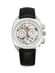 VACHERON CONSTANTIN. A VERY RARE PLATINUM LIMITED EDITION SKELETONISED CHRONOGRAPH WRISTWATCH