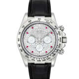 ROLEX. A MESMERISING AND RARE 18K WHITE GOLD, RUBY AND DIAMOND-SET AUTOMATIC CHRONOGRAPH WRISTWATCH - photo 1