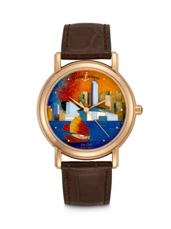 ULYSSE NARDIN. AN 18K GOLD LIMITED EDITION AUTOMATIC WRISTWATCH WITH SWEEP CENTRE SECONDS AND CLOISONN&#201; ENAMEL DIAL - фото 1