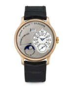 Power reserve indicator. F.P.JOURNE. AN 18K PINK GOLD AUTOMATIC WRISTWATCH WITH MOON PHASES, DATE AND POWER RESERVE