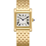 CARTIER. A RARE 18K GOLD WRISTWATCH WITH BRACELET - photo 1