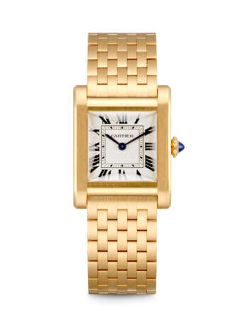 CARTIER. A RARE 18K GOLD WRISTWATCH WITH BRACELET - photo 1