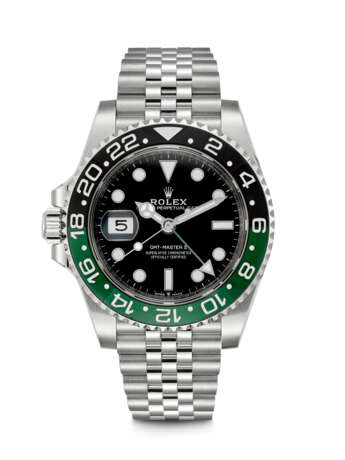 ROLEX. A STAINLESS STEEL AUTOMATIC DUAL TIME LEFT HANDED WRISTWATCH WITH SWEEP CENTRE SECONDS, DATE AND BRACELET - фото 1