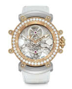 Bulgari. BVLGARI. A RARE 18K TWO TONE GOLD AND DIAMOND-SET LIMITED EDITION SKELETONISED TOURBILLON WRISTWATCH