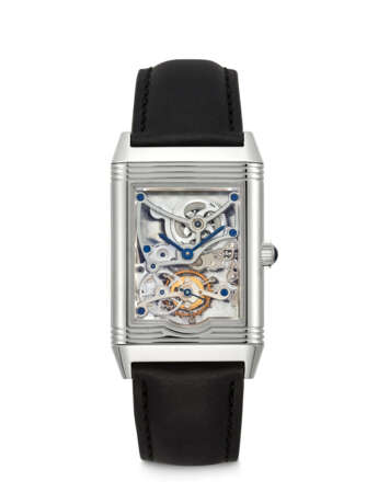 JAEGER-LECOULTRE. A VERY RARE PLATINUM LIMITED EDITION REVERSIBLE SKELETONISED TOURBILLION WRISTWATCH - photo 1