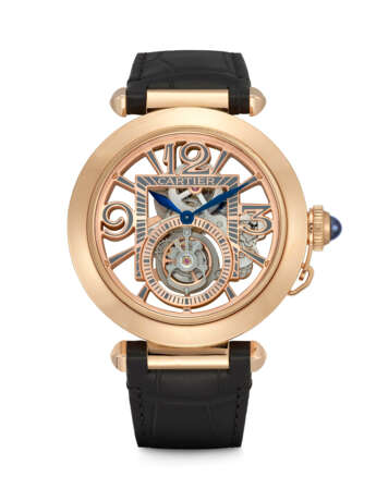 CARTIER. AN 18K PINK GOLD SKELETONISED TOURBILLON WRISTWATCH - фото 1