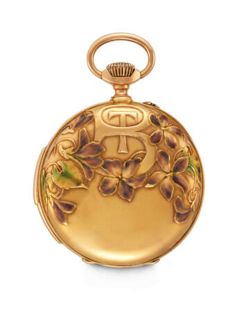 BREGUET. A RARE 18K PINK GOLD MINUTE REPEATING POCKET WATCH WITH ENAMEL DIAL - photo 1