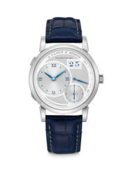 A. LANGE &amp; S&#214;HNE. A RARE 18K WHITE GOLD LIMITED EDITION WRISTWATCH WITH OVERSIZED DATE AND POWER RESERVE