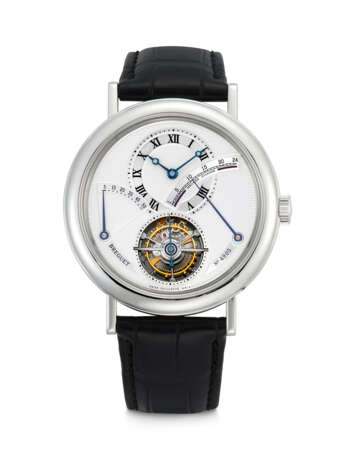 BREGUET. A PLATINUM TOURBILLON WRISTWATCH WITH POWER RESERVE AND RETROGRADE 24 HOUR INDICATION - фото 1