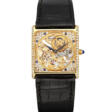 AUDEMARS PIGUET. AN 18K GOLD, DIAMOND AND SAPPHIRE-SET SKELETONISED SQUARE WRISTWATCH - Prix ​​des enchères