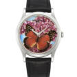 PATEK PHILIPPE. A RARE AND ATTRACTIVE PLATINUM AUTOMATIC WRISTWATCH WITH CLOISONN&#201; ENAMEL DIAL DEPICTING A BUTTERFLY BY ANITA PORCHET - Auction prices