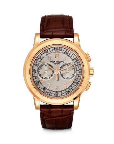 PATEK PHILIPPE. A RARE 18K PINK GOLD CHRONOGRAPH WRISTWATCH - фото 1